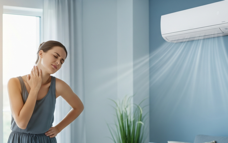 donna che si tocca la cervicale per il dolore causato dall'aria condizionata